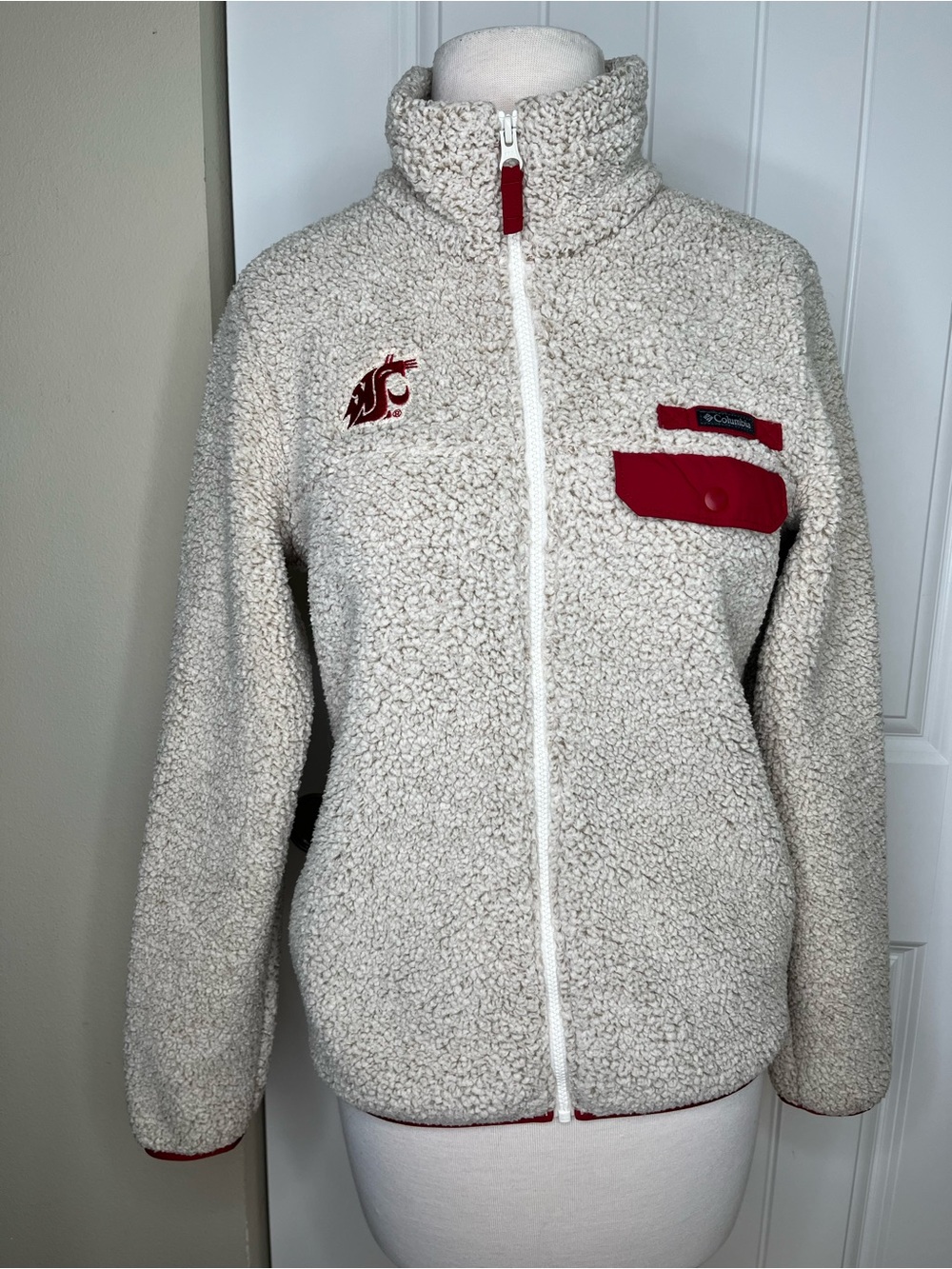 Women's Columbia Cream Washington State Mountain Side Sherpa Fleece Full-Zip XS